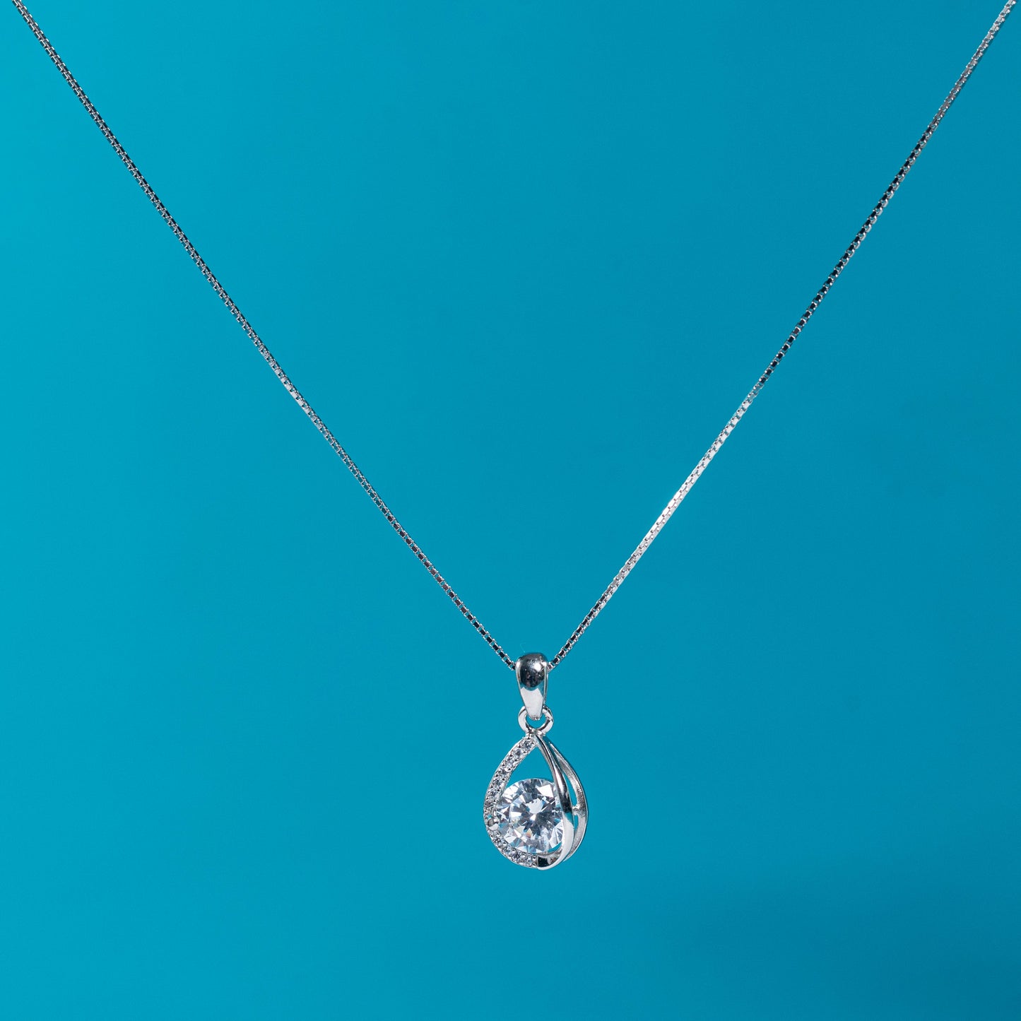 Sophisticated Silver Radiant Drop Necklace
