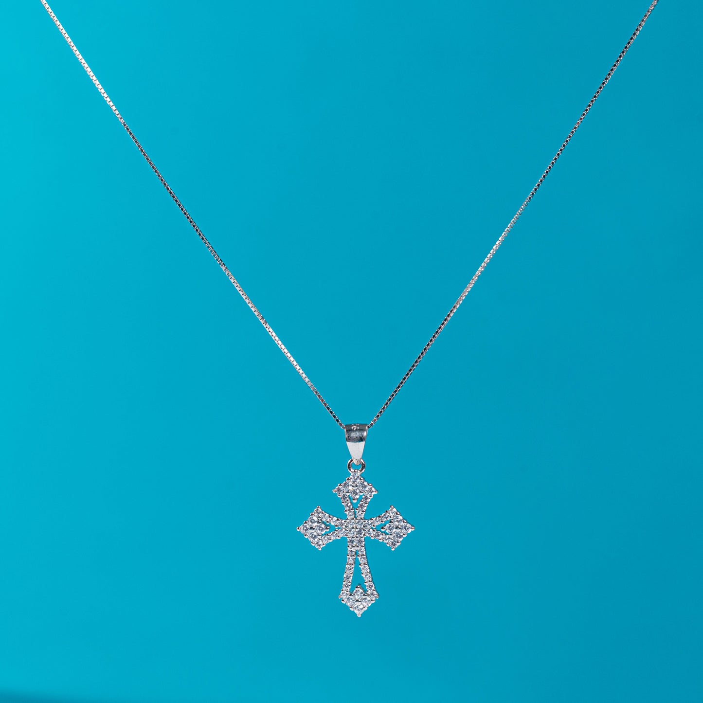 Brilliant Silver Radiant Cross Necklace