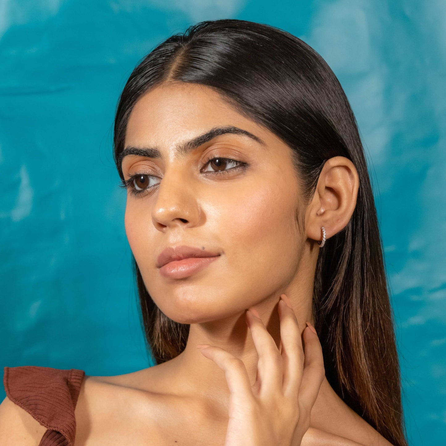 Silver Delicate Sparkle Hoop earrings , Perfect for everyday wear