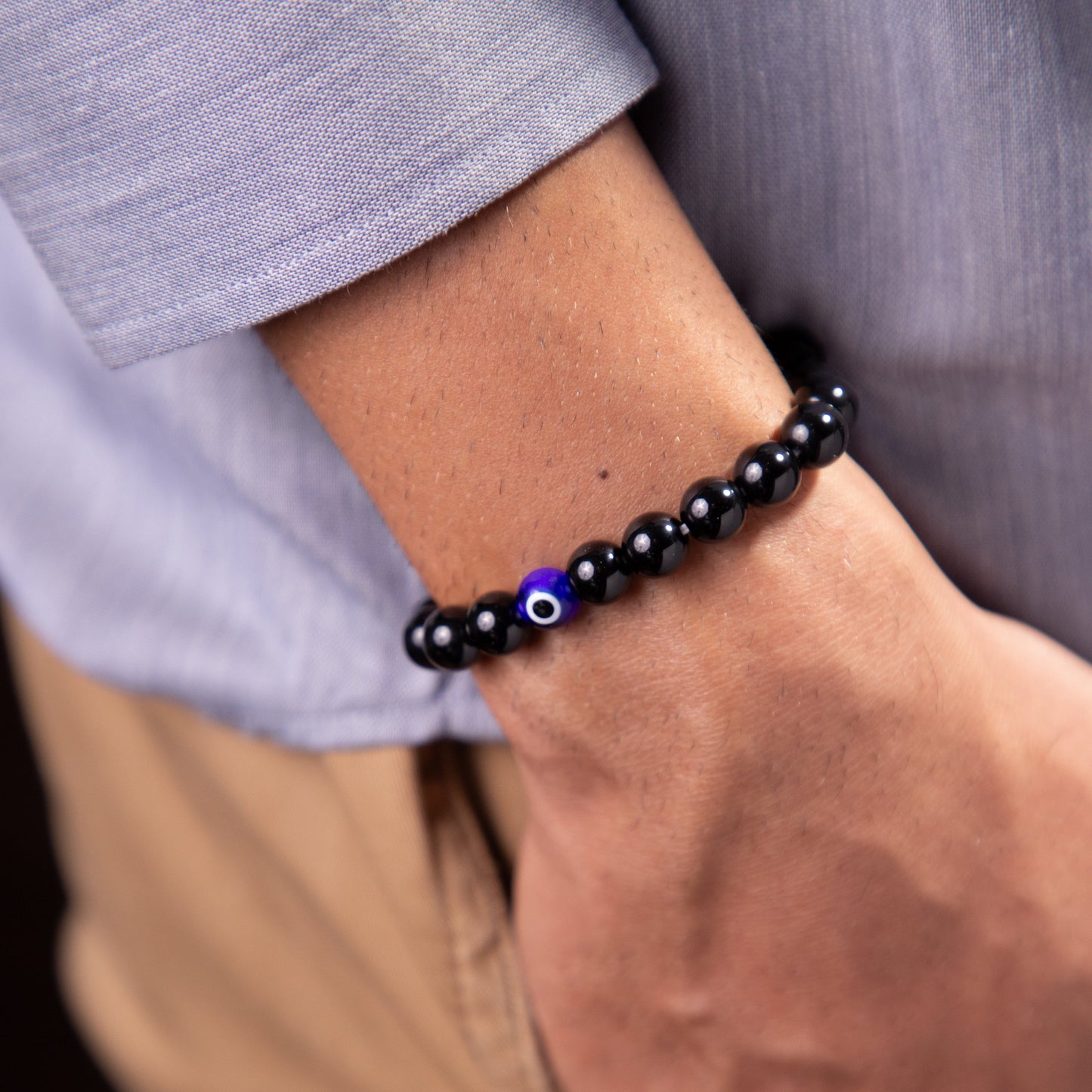 Black Obsidian With Evil Eye Stone Bracelet