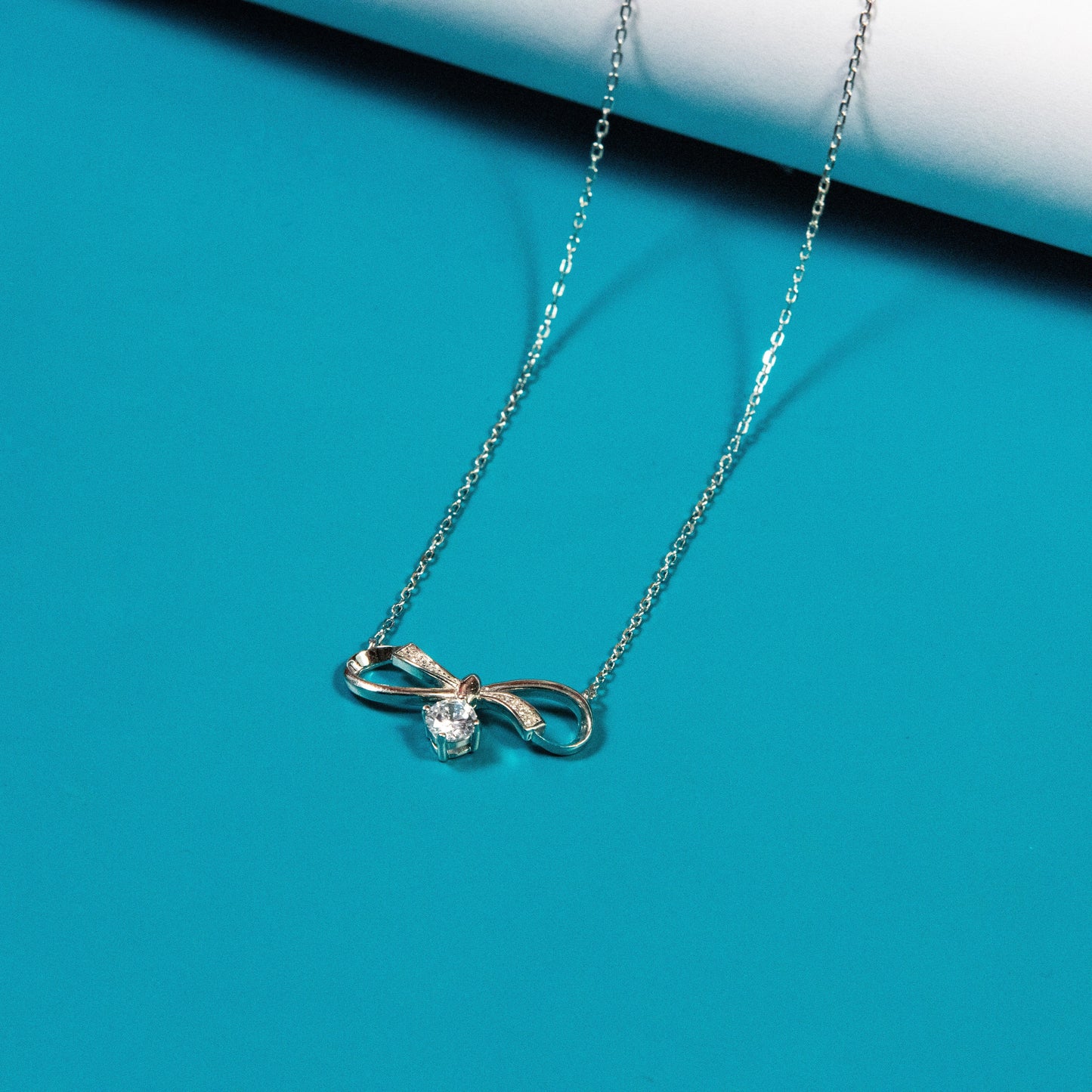 Radiant Infinity Necklace with Solitaire Gem