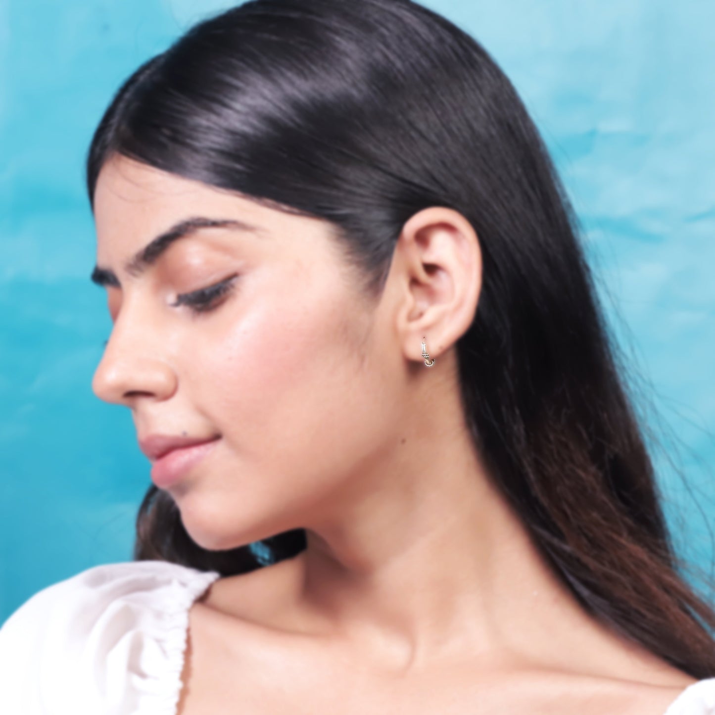 Silver Wrap Oxidised Hoops