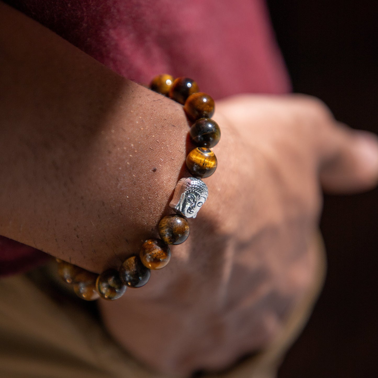 Tiger Eye Stone Bracelet With Buddha