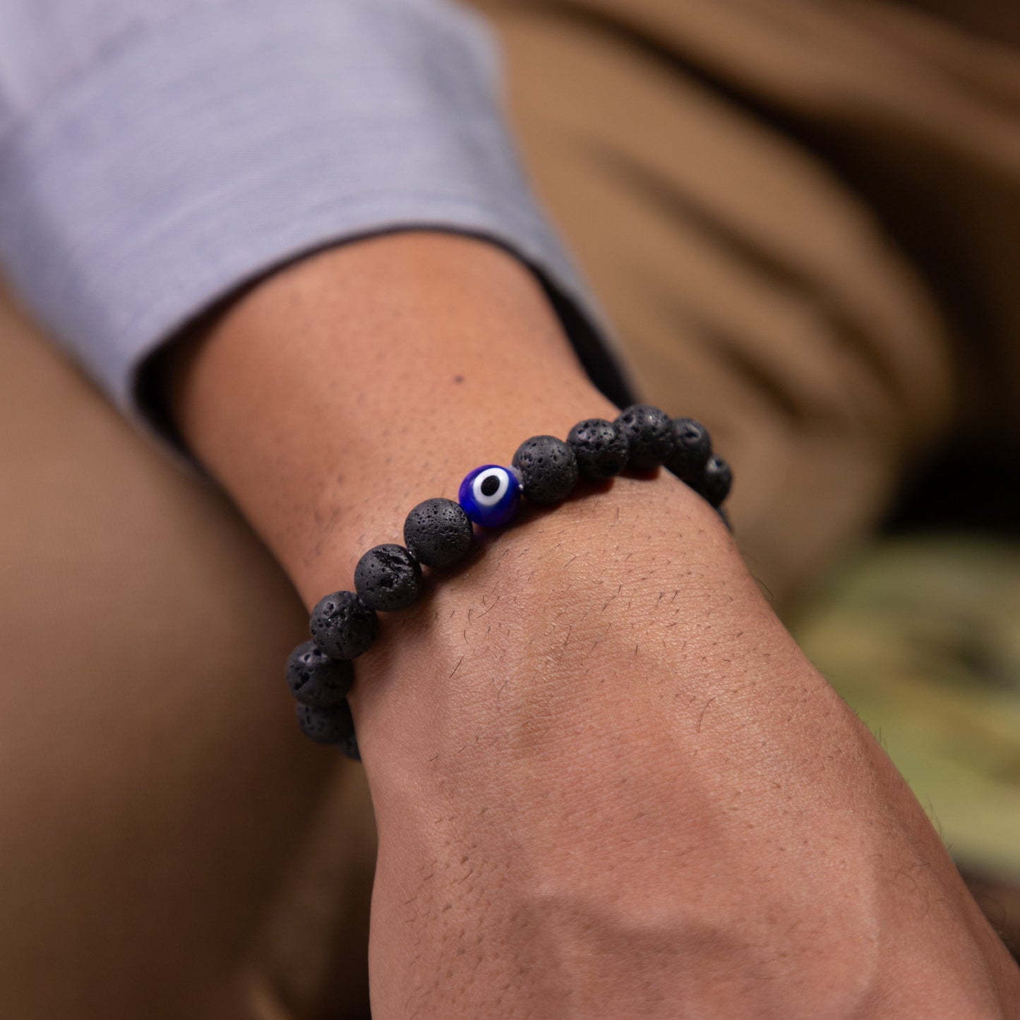 Lava With Evil Eye Stone Bracelet