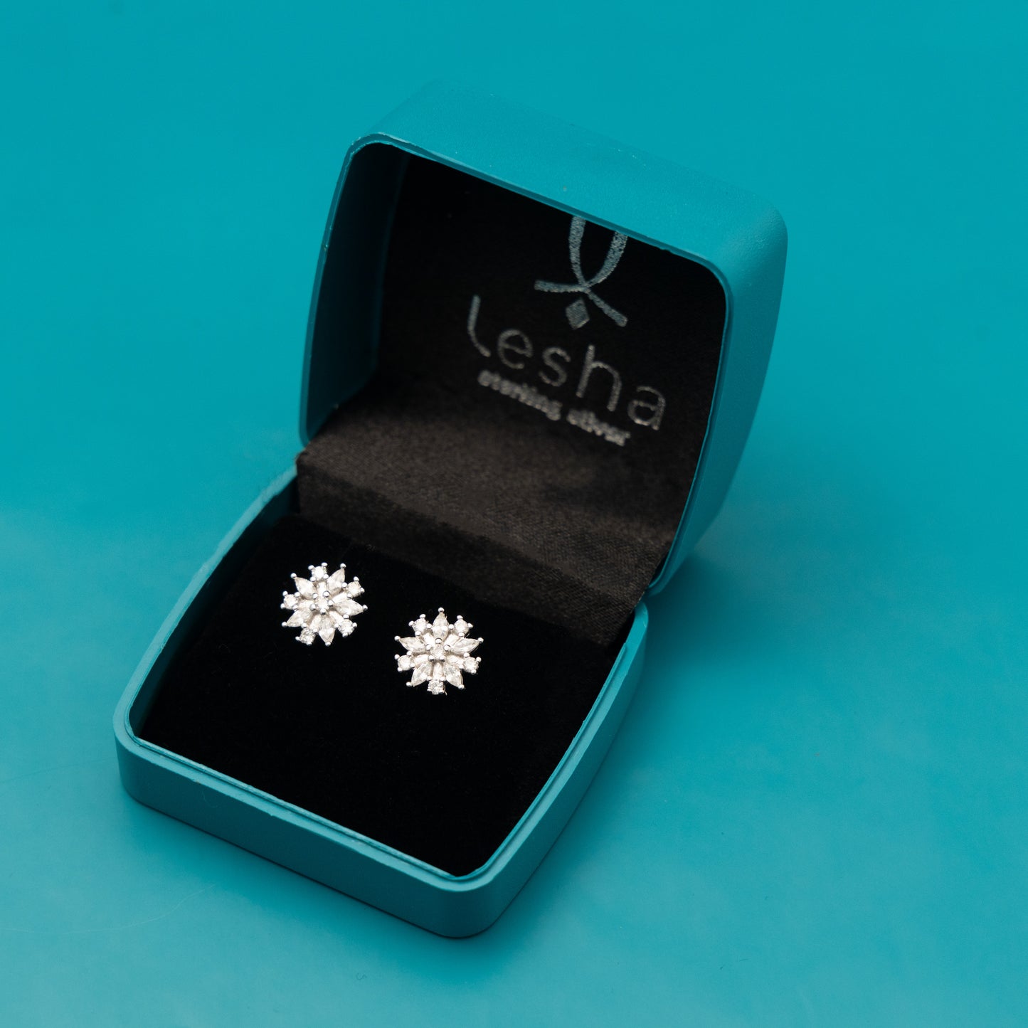 Silver Floral Stud Earrings