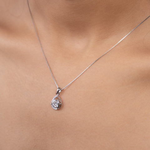 Silver Radiant Drop Necklace