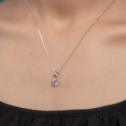 Silver Solitaire Drop Necklace