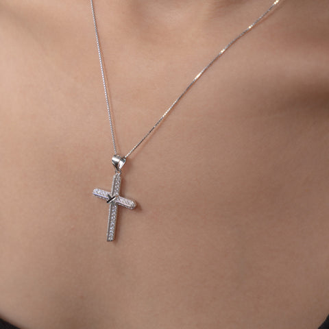 Silver Dazzling Cross Necklace