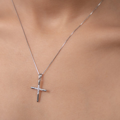 Elegant Cross Silver Necklace