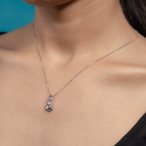Glittering Silver Ganesha Necklace