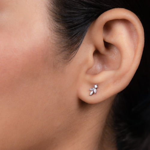 Leaf Stud Silver Earrings