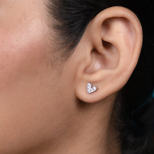 Elegant shimmering heart-shaped ear jewelry