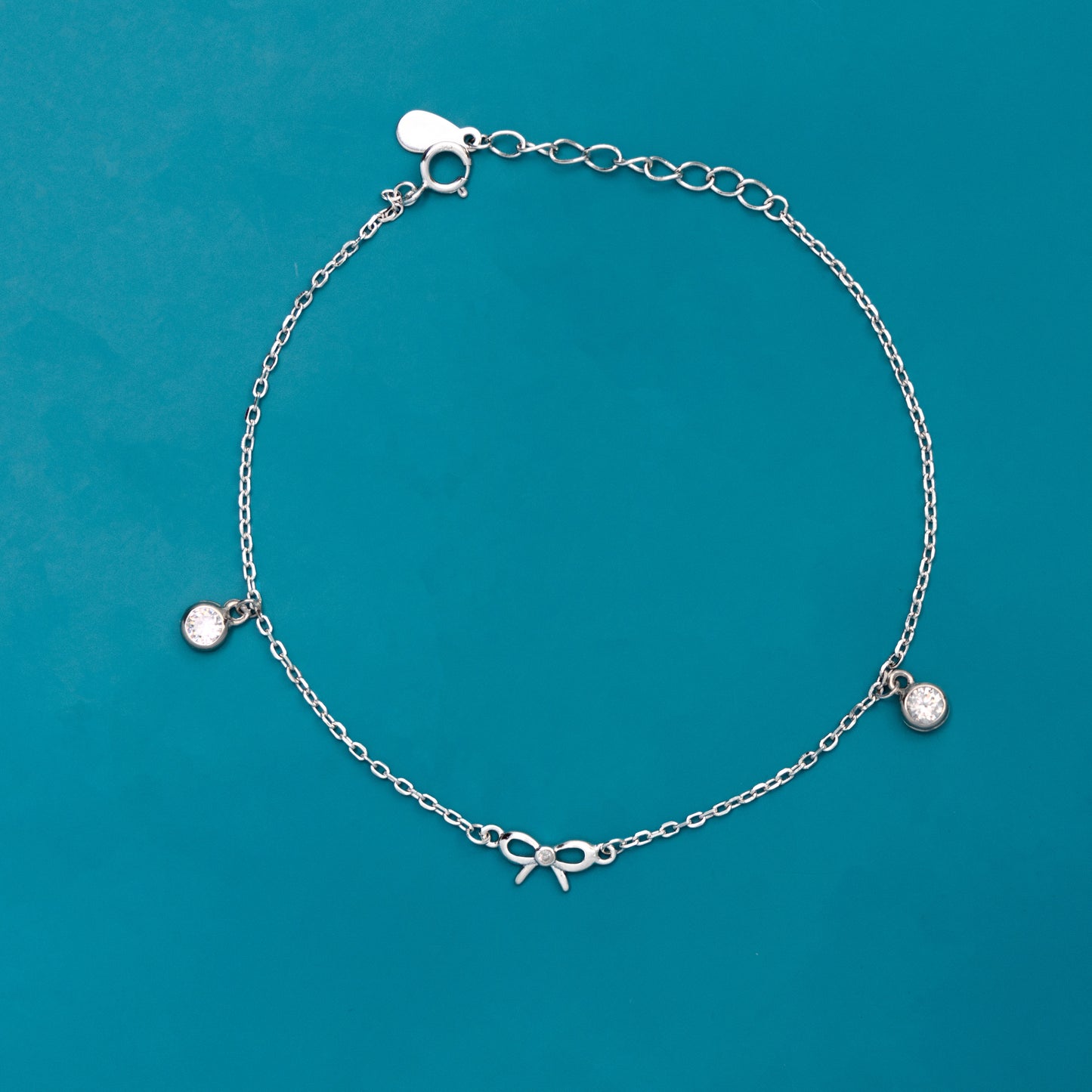 Elegant Knot Hanging Charm Silver Bracelet