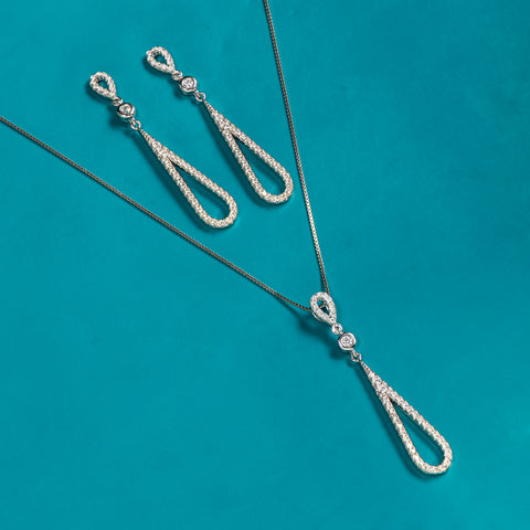 Silver Coral Necklace Set