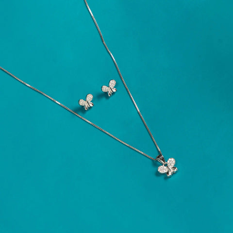 Silver Butterfly Grace Necklace set