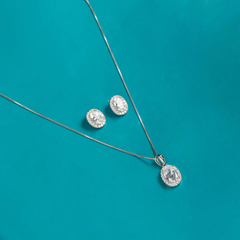 Silver Oval Grace Necklace set