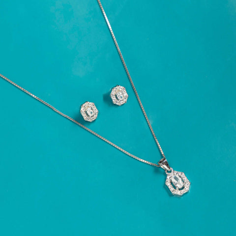 Silver Ethereal Curve Necklace set