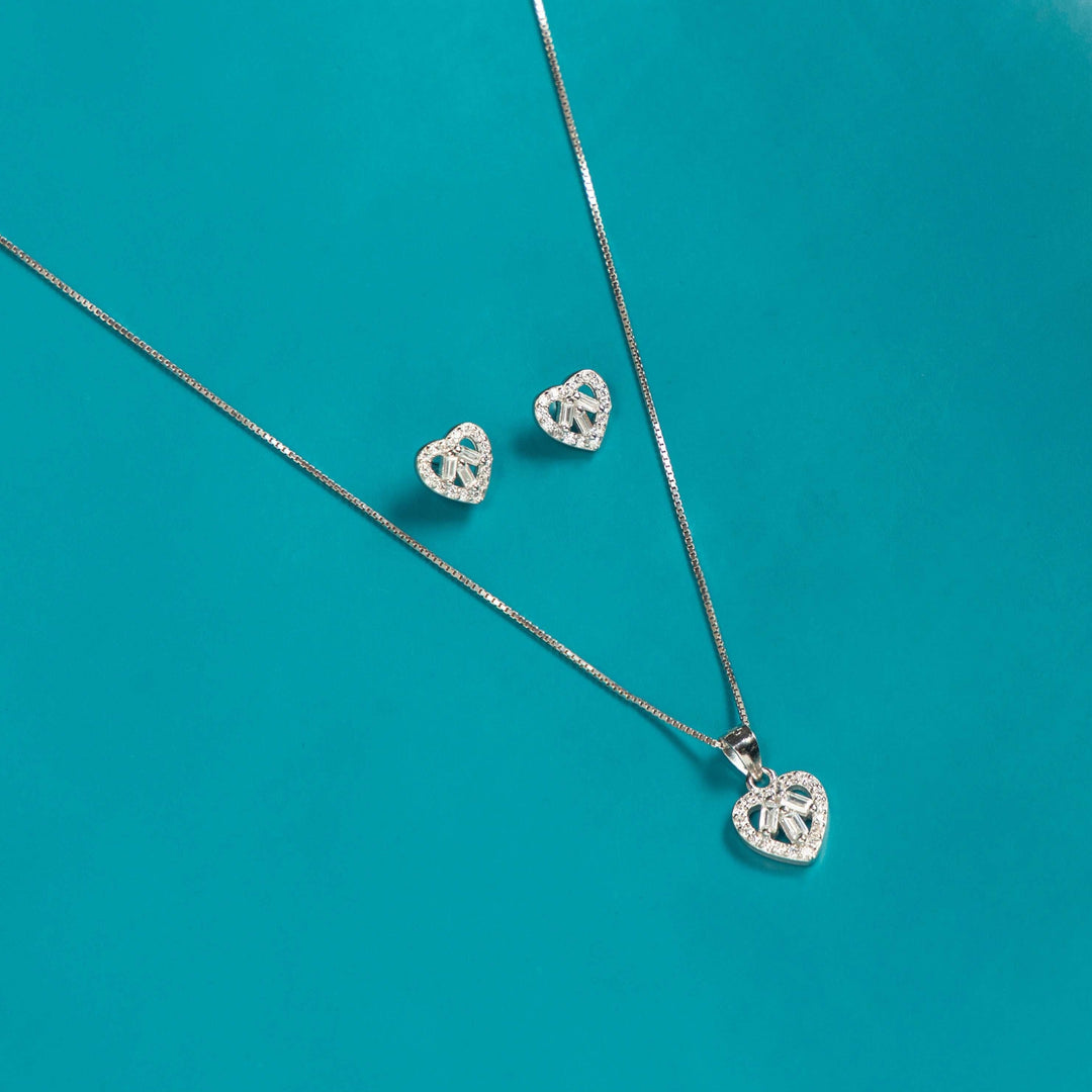 exquisite silver blossom line necklace set