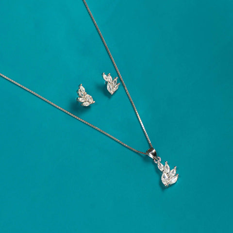 Silver Petal Essence Necklace set