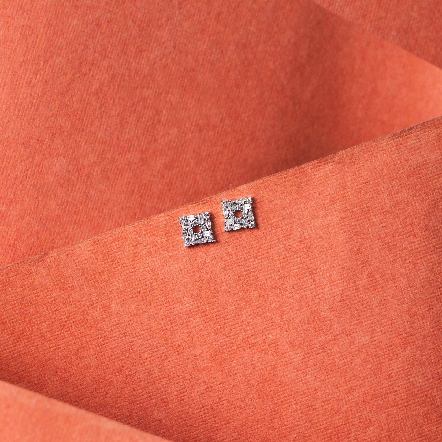 Silver Ethereal Square Stud Earrings