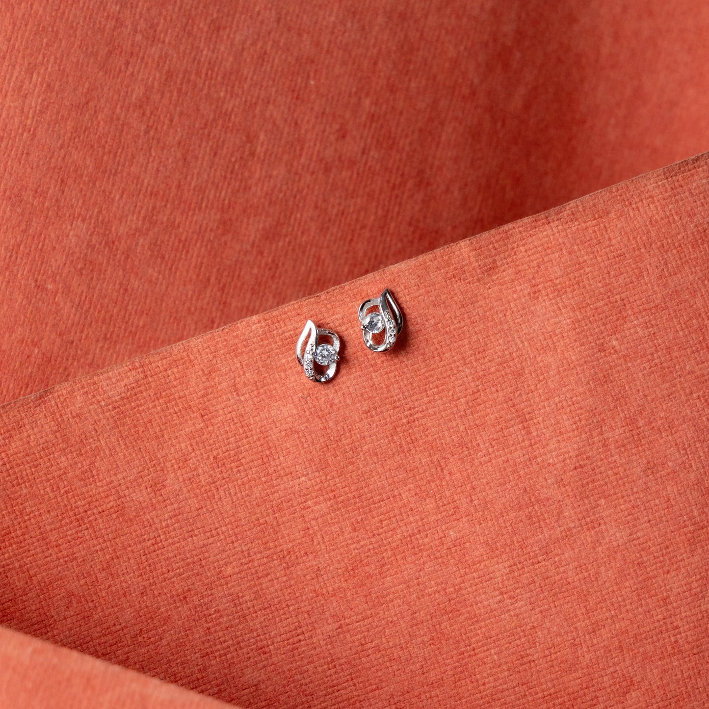 Silver Elysian Petals Stud Earrings