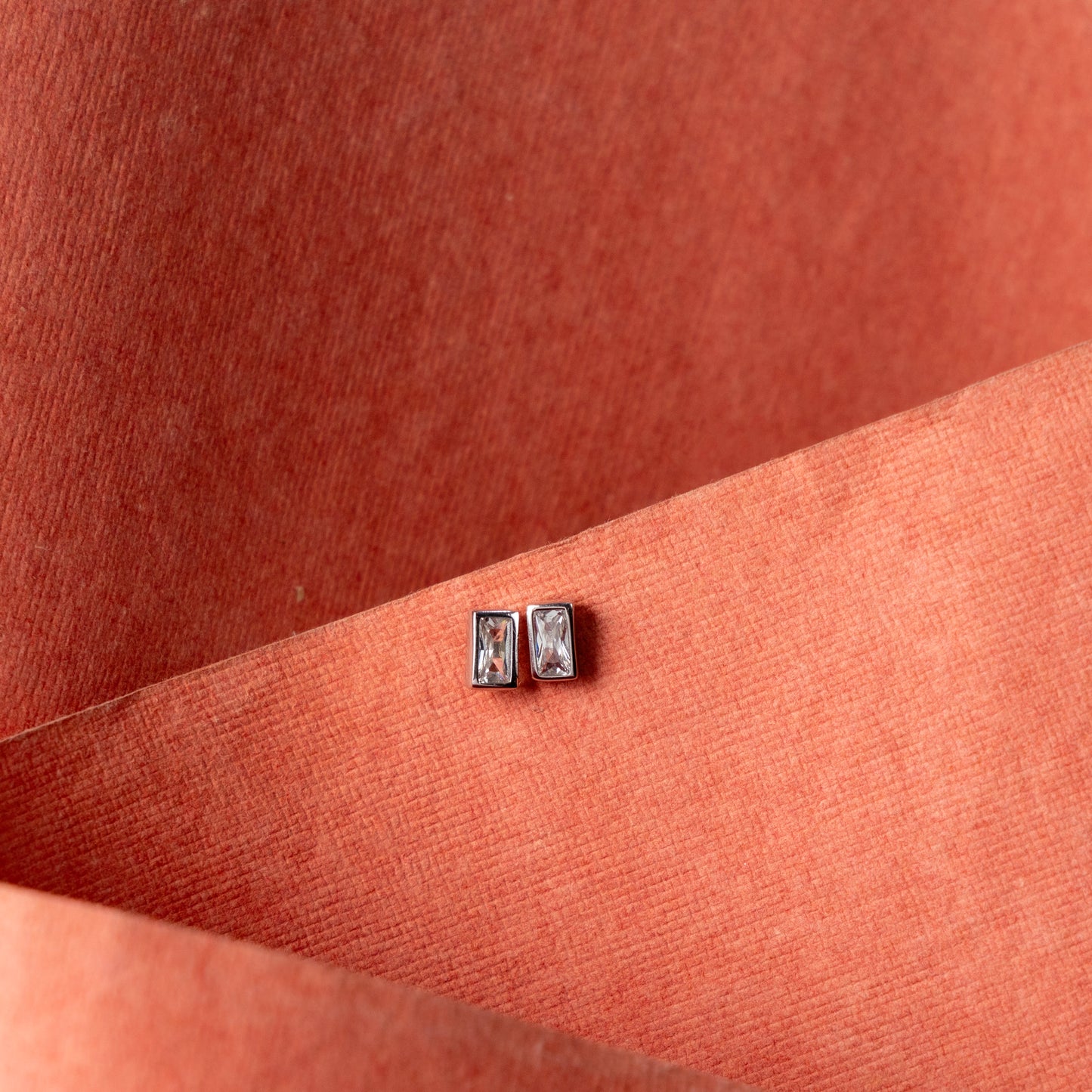 Silver Zircon Square Stud Earrings