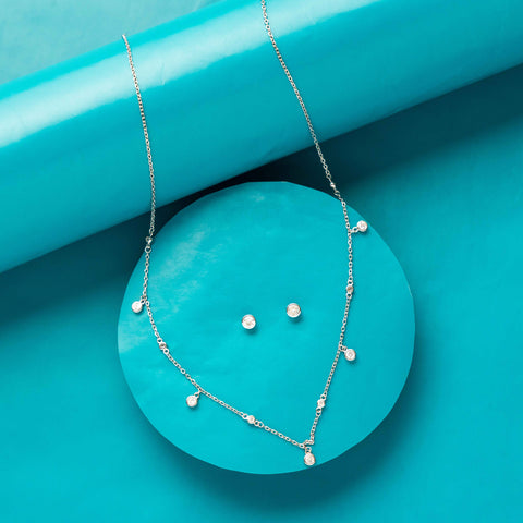 Silver Cascade Dew Necklace set