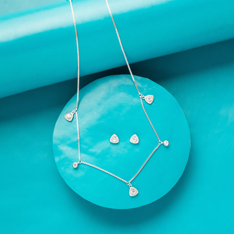 Silver Triad Charm Necklace set