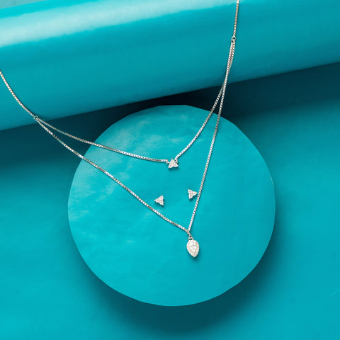 Silver Ovalis Charm Necklace set