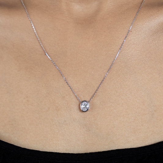 Stylish Silver Luna Circle Necklace Accessory