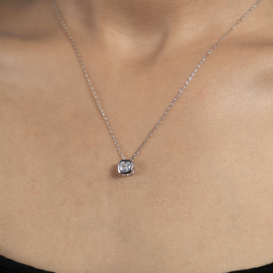 Chic Silver Square Whisper Necklace Shine