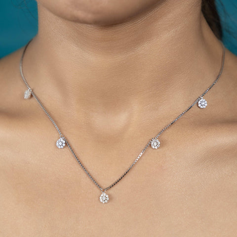 Silver Blossom Thread Necklace