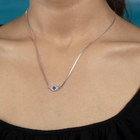 Silver Mysti Line Evil Eye Necklace