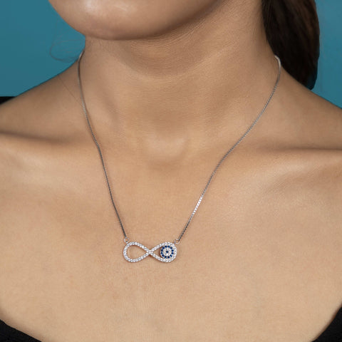 Silver Infinity Evil Eye Necklace