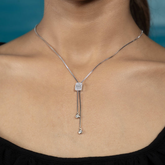 Luxurious Silver Diamond Cascade Necklace