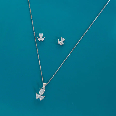 Silver Petal Whispers Necklace set