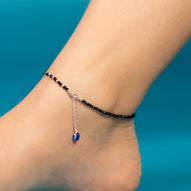 Black Charm 925 Sterling Silver Anklet