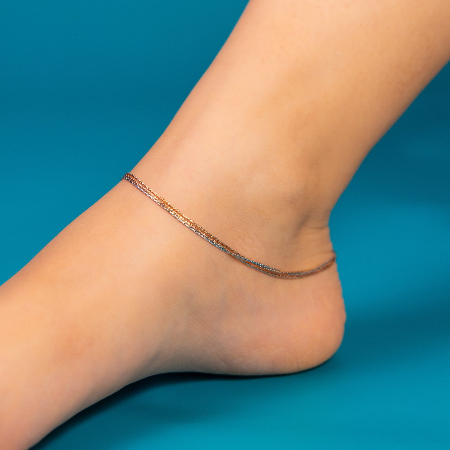 Silver Golden Whisper Bunch Anklet