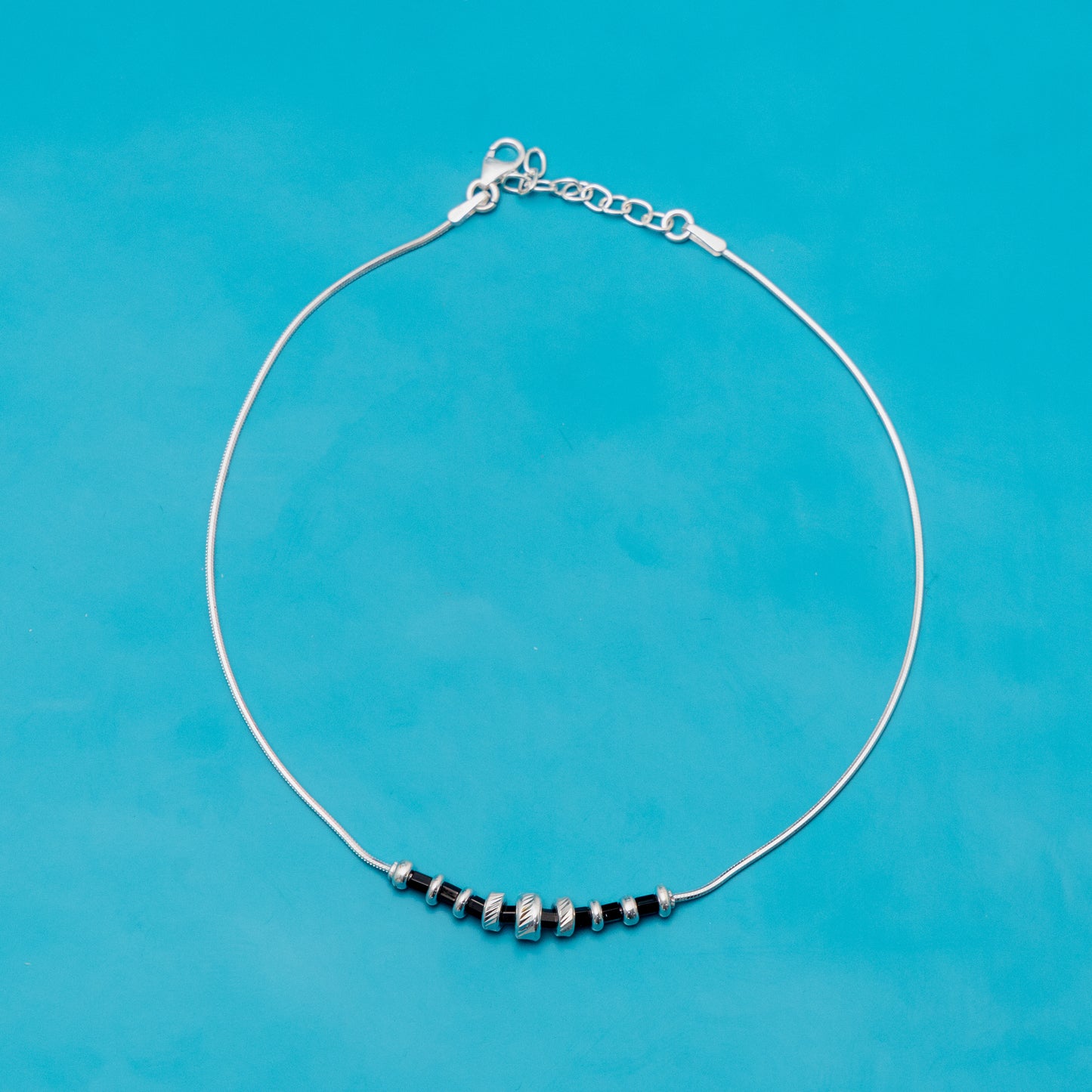 Satin Cascade Silver Anklet