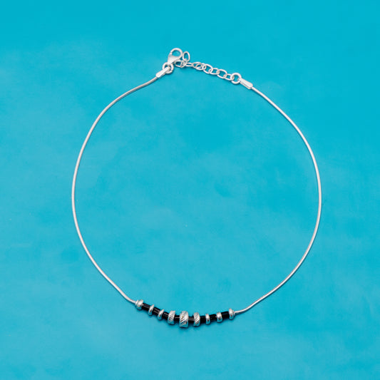 Satin Cascade Silver Anklet