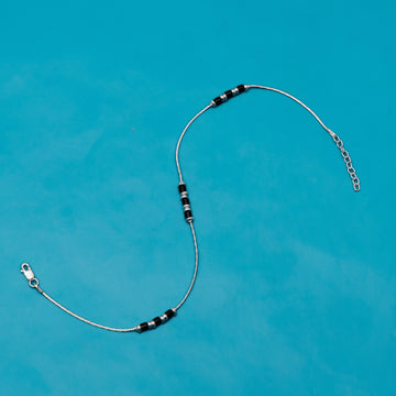 Stylish Twilight Gleam Silver Anklet adorned