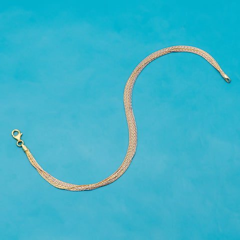 Gold Strands Silver Anklet