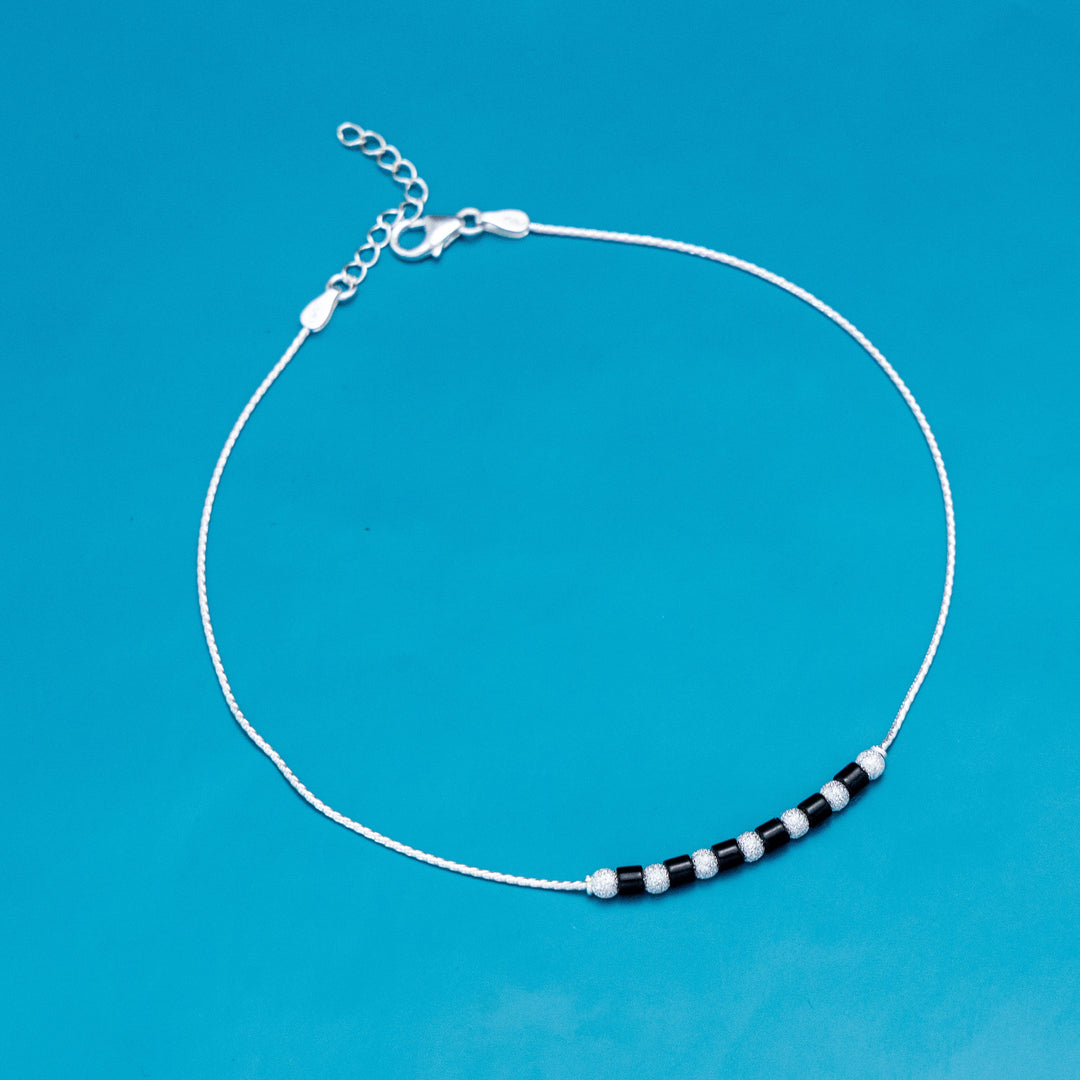 Elegant Lunar Charm Silver Anklet