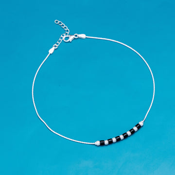 Elegant Lunar Charm Silver Anklet