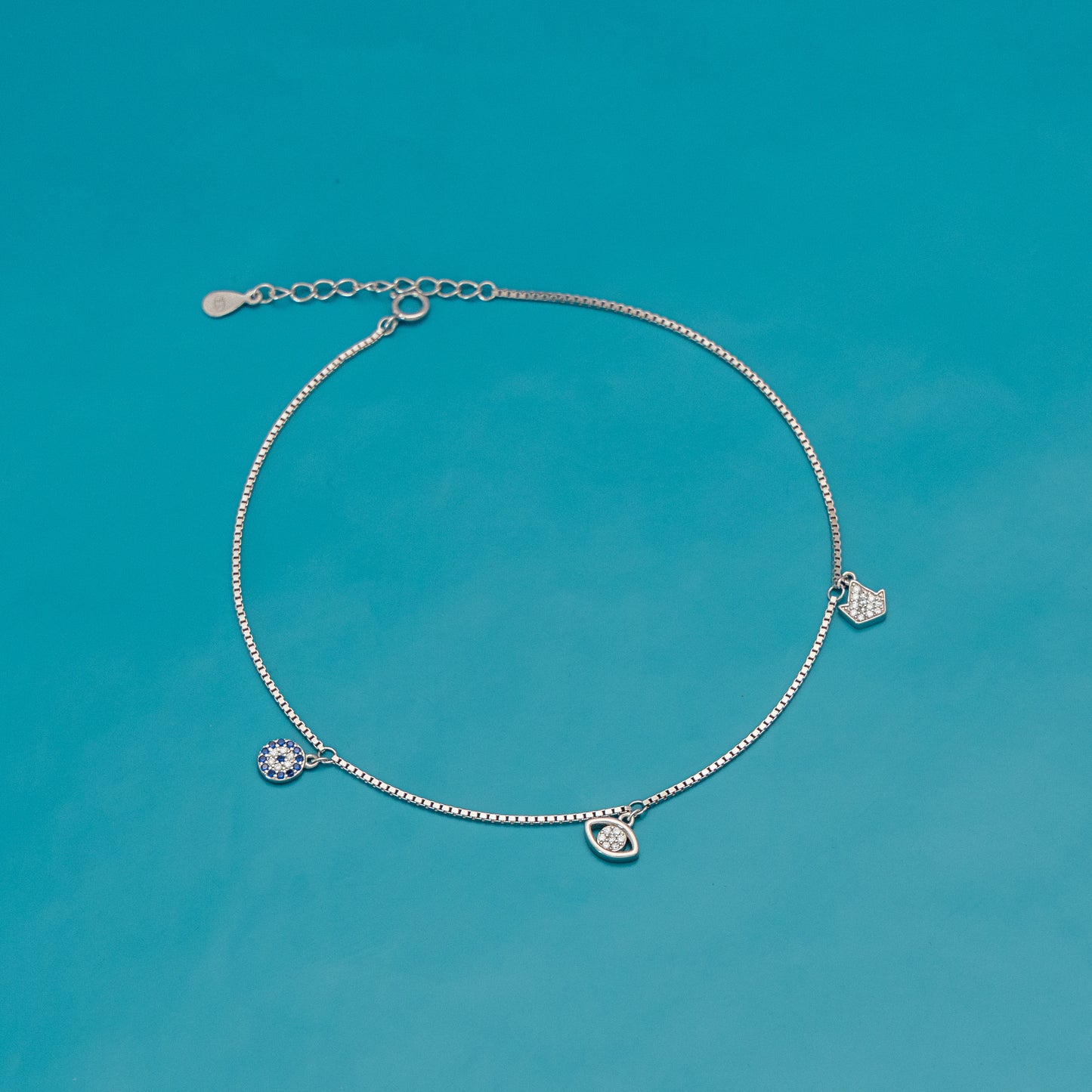 Sparkling Star Eye  Silver Anklet