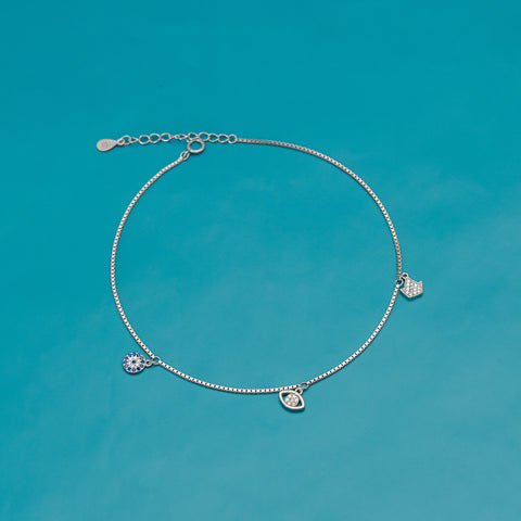 Sparkling Star Eye  Silver Anklet