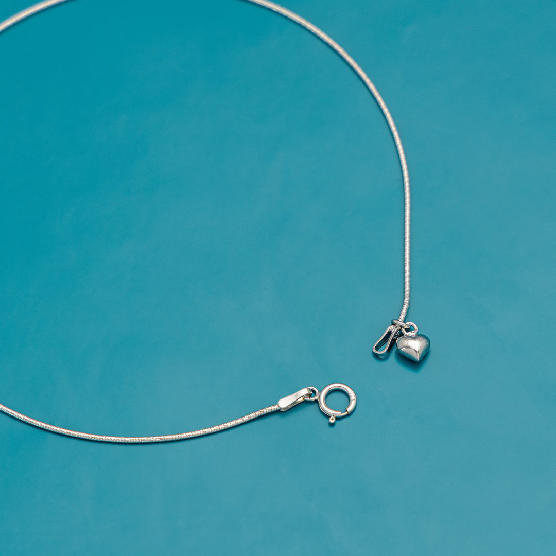 Trendy silver heart chain anklet