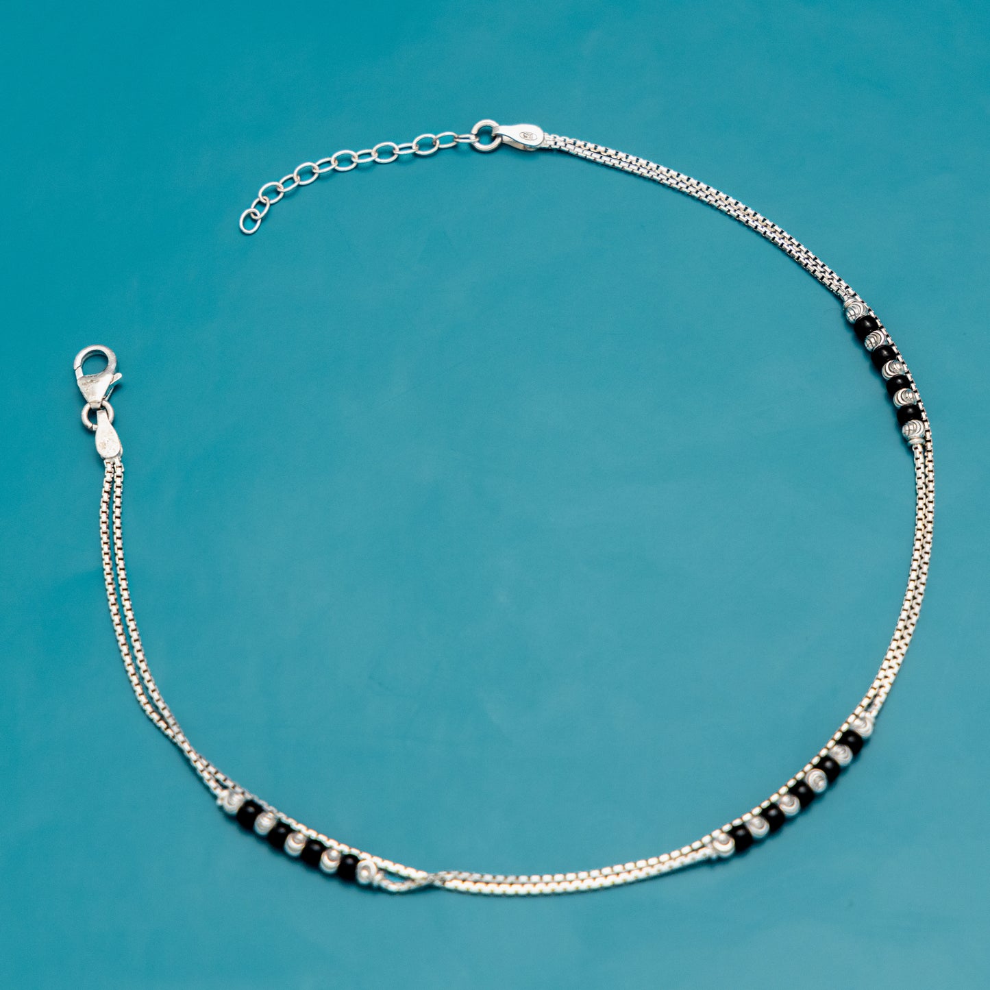 Black Duet 925 Sterling Silver  Anklet