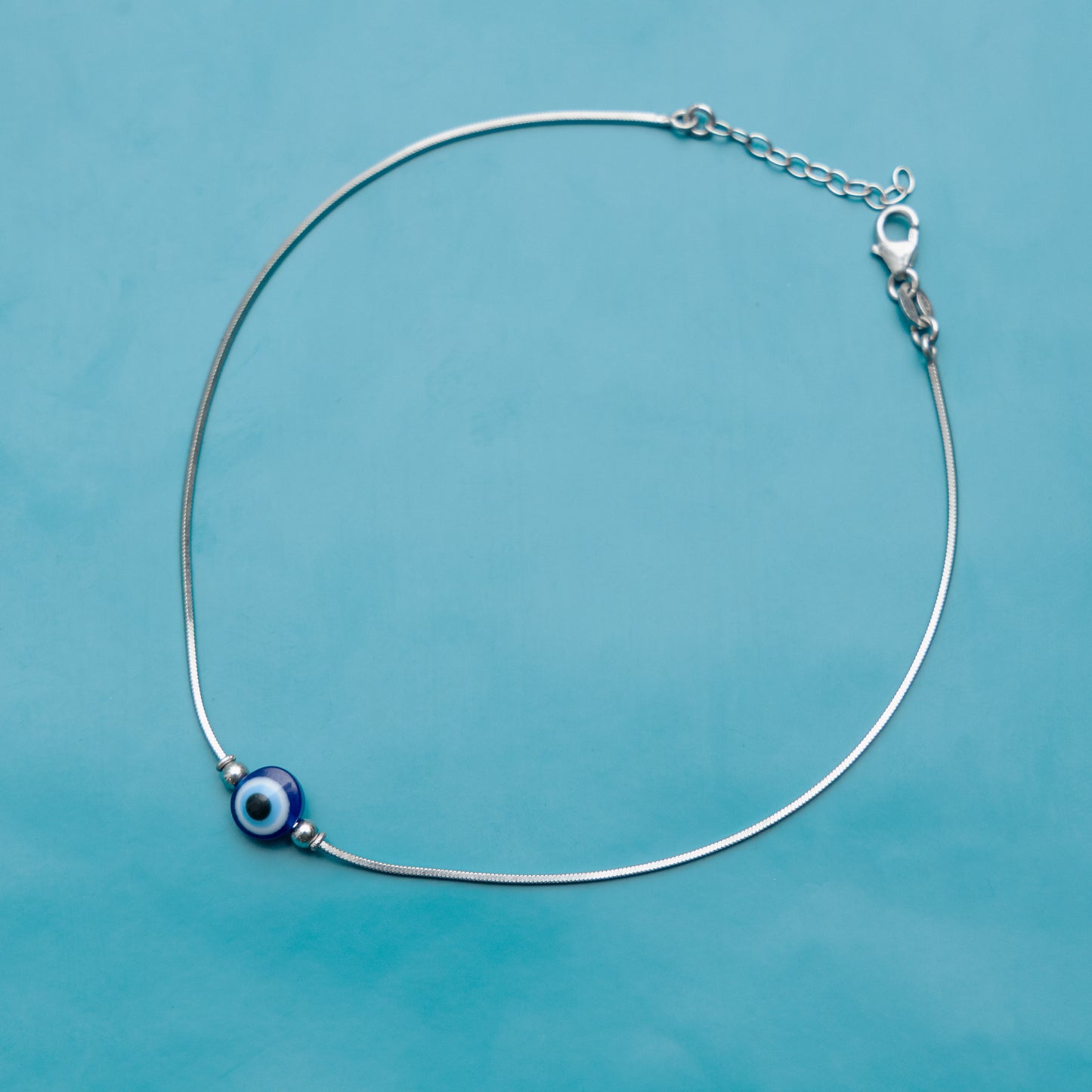 Silver Evil Eye Anklet