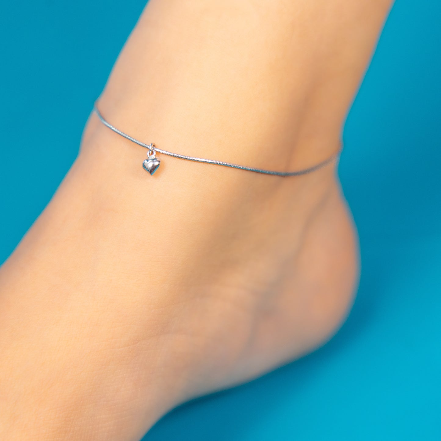 Silver Heart Chain Anklet